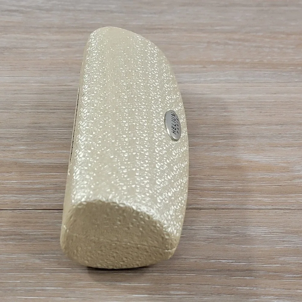 Helium Paris Champagne Gold Embossed Hardshell Eyeglass Case Metallic Floral